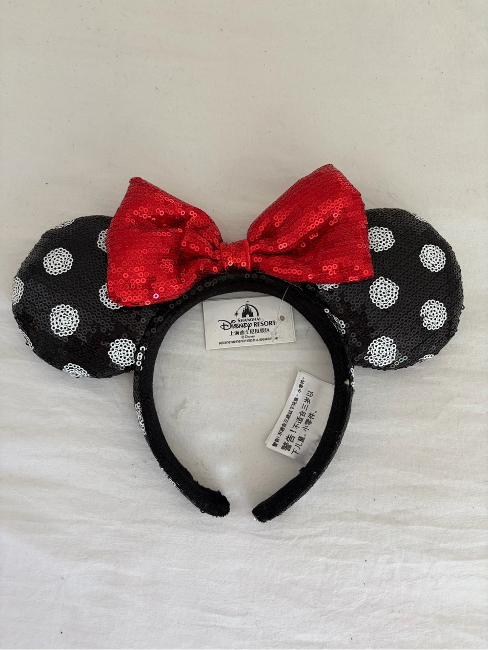 Disney Sequin Minnie Ears Headband - Black, White & Red